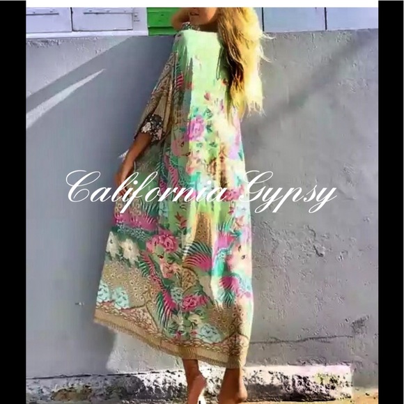 Gypsy Boho Hippie Floral Kimono Duster - Picture 6 of 13